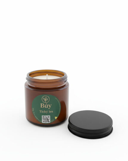 Tichý les- přírodní svíčka z kokosového vosku s vůní lesa ve skle