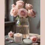 vonná svíčka s vůní růže ve skle